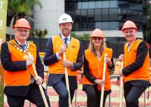 Parramatta Lord Mayor Andrew Wilson, GPT's Matthew Faddy and QBE's Renee Roberts and Chris Killourhy